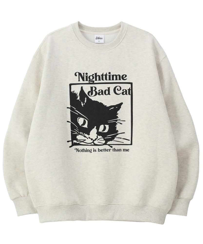 BAD CAT SWEATSHIRT_oatmeal [12월18일 예약발송]
